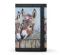 Funny Cute Donkeys Trifold Men's Wallets with 8 Card Slots & Key Hook Slim Travel Purse Money Clip