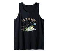 Funny Cute Fly To The Moon Fantasy Paper Plane Frog Lover Tank Top