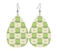 Funny Cute Frog Animal Cute Leather Earrings Teardrop Danlge Earrings Holiday