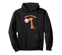 Funny Cute Giraffe With Pink Bubblegum Chew and Smile Pullover Hoodie