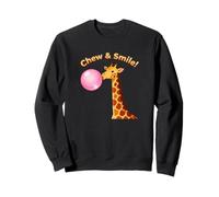 Funny Cute Giraffe With Pink Bubblegum Chew and Smile Sweatshirt