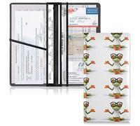Funny Cute Green Frog Sitting Wearing a White T-Shirt and Sunglasses Leather Driver License Cards Holder, Car Registration and Insurance Card Holder, Leather Card Document Organizer for Men Women