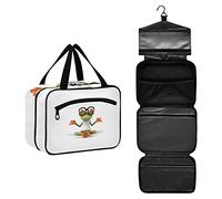 Funny Cute Green Frog Sitting Wearing a white T-shirt Sunglasses Women's Portable Makeup Bag with Handle Cosmetic Bag, Twill Cloth Travel Cosmetic Bag, Polyester Toiletry Bag for Women L Size
