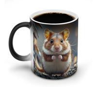 Funny Cute Hamster Color Changing Mug 11 Oz Heat Sensitive Ceramic Coffee Mugs with Hidden Design Temperature Changing Mug, Novelty Magic Cup Gift for Coffee Lover