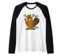 Funny Cute Happy Big Bellly Beaver Sayng Bye - TAKE Care Raglan Baseball Tee