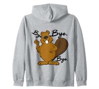 Funny Cute Happy Big Bellly Beaver Sayng BYE - TAKE CARE Zip Hoodie