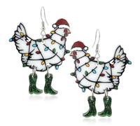 Funny Cute Kawaii Acrylic Big Hen Chicken Drop Dangle Earrings Thanksgiving Anime Turkey Animal Earrings for Women Fashion Charm Jewelry Gifts, Resin, No Gemstone