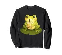 Funny Cute Kawaii Frog Drinking Boba Tea Sweatshirt