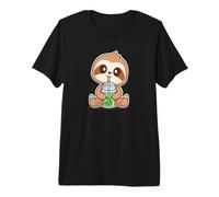 Funny Cute Kawaii Kids Boba Tea Bubble Tea Sloth Lover Premium T-Shirt
