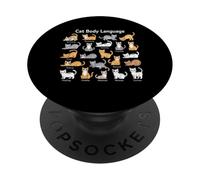 Funny Cute Kitten Cat Body Language for Cat Lovers PopSockets Adhesive PopGrip