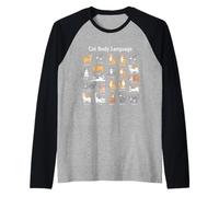 Funny Cute Kitten Cat Body Language for Cat Lovers Raglan Baseball Tee