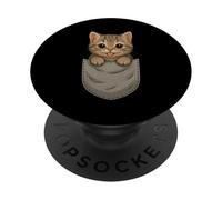 Funny Cute Kitten Peeking Out Chest Pocket for Cat Lovers PopSockets Adhesive PopGrip