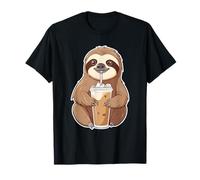 Funny Cute Lazy Slow Sloth Drinking Iced Coffee Chill T-Shirt