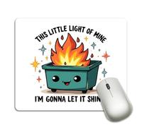 Funny Cute Mouse Pad Dumpster Fire Desk Accessories Funny Office Decor Mouse Pads for Desk Coworker Gifts Square Mouse Pad for Computer, Laptop, 9.4"x7.9", This Little Light of Mine