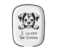 Funny Cute Naughty Dog White Ceramic Spoon Rest for Kitchen Stove, Heat Resistant Large Spoon Holder for Kitchen Counter Cooking Utensil Rest for Friend Dog Owner Lovers Cute House Warming Gifts