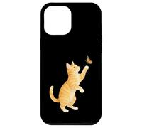 Funny Cute Orange Tabby Cat Playing With Monarch Butterfly Case for iPhone 12 Pro Max