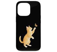 Funny Cute Orange Tabby Cat Playing With Monarch Butterfly Case for iPhone 13 Pro