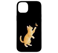 Funny Cute Orange Tabby Cat Playing With Monarch Butterfly Case for iPhone 14 Plus