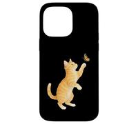 Funny Cute Orange Tabby Cat Playing With Monarch Butterfly Case for iPhone 14 Pro Max