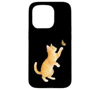Funny Cute Orange Tabby Cat Playing With Monarch Butterfly Case for iPhone 15 Pro