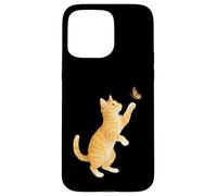 Funny Cute Orange Tabby Cat Playing With Monarch Butterfly Case for iPhone 15 Pro Max