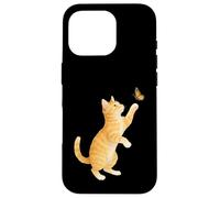 Funny Cute Orange Tabby Cat Playing With Monarch Butterfly Case for iPhone 16 Pro