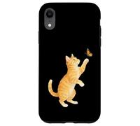 Funny Cute Orange Tabby Cat Playing With Monarch Butterfly Case for iPhone XR