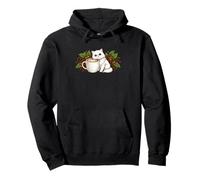 Funny Cute Persian Cat Kitten with a Cup of Coffee Pullover Hoodie
