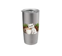 Funny Cute Persian Cat Kitten with a Cup of Coffee Stainless Steel Insulated Tumbler