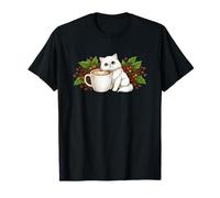 Funny Cute Persian Cat Kitten with a Cup of Coffee T-Shirt