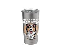 Funny Cute Pet Dog Breed Owner Yes I'm with the Crazy Collie Stainless Steel Insulated Tumbler