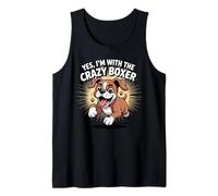 Funny Cute Pet Dog Breed Puppy Yes I'm with The Crazy Boxer Tank Top