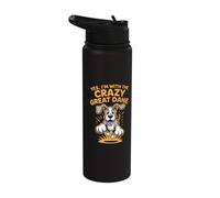 Funny Cute Pet Dog Breed Yes I'm with the Crazy Great Dane Stainless Steel Insulated Water Bottle