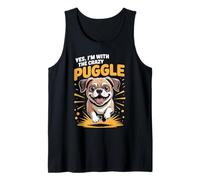 Funny Cute Pet Dog Mix Breed Yes I'm with The Crazy Puggle Tank Top