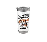Funny Cute Pet Dog Owner Breed Yes I'm with the Crazy Beagle Stainless Steel Insulated Tumbler