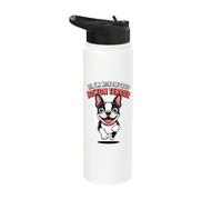 Funny Cute Pet Dog Pup Yes I'm with the Crazy Boston Terrier Stainless Steel Insulated Water Bottle