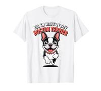 Funny Cute Pet Dog Pup Yes I'm with The Crazy Boston Terrier T-Shirt