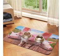 Funny Cute Pig print Cats Pet Bowl Placemat Pet Feeding Mats for Dogs, Non-Slip PU Leather Tablecloth for Pets