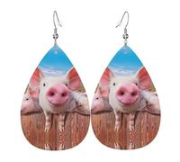 Funny Cute Pig Women'S Drop-Shaped Leather Earrings Are Suitable For Parties, Holiday Parties And Gifts.