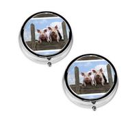 Funny Cute Pigs Printed Print Pill Box 3 Compartment Medicine Pill Case,Portable for Pocket Or Purse Pill Organizer Decorative Metal Medicine Vitamin Organizer Unique Gift