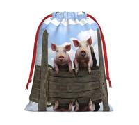 Funny Cute Pigs Printed Ultra Soft Velvet Gift Bag, Stylish Design, Preferred For Holidays