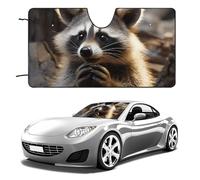 Funny Cute Raccoon Car Windshield Sun Shade, Reflector Car Sun Visor, Foldable Front Window Sunshade Cover, Heat Insulation, Blocks UV Rays, Keeps Vehicle Cool, for SUV Truck(55"x30")
