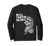 Funny Cute Raccoon Cool Riz Coon Skibidy Will Throw Hands Long Sleeve T-Shirt