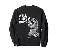 Funny Cute Raccoon Cool Riz Coon Skibidy Will Throw Hands Sweatshirt