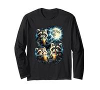 Funny Cute Raccoons Boba Tea Howling to The Moon Long Sleeve T-Shirt