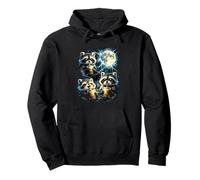 Funny Cute Raccoons Boba Tea Howling to The Moon Pullover Hoodie
