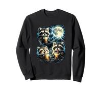 Funny Cute Raccoons Boba Tea Howling to The Moon Sweatshirt
