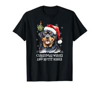 Funny Cute Rotty Dog Misteltoe Kisses Rottweiler Christmas T-Shirt