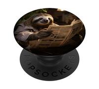 Funny Cute Sloth Reading Gripper For Back Of Mobile Phone PopSockets Adhesive PopGrip
