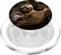 Funny Cute Sloth Reading Gripper For Back Of Mobile Phone PopSockets PopGrip for MagSafe